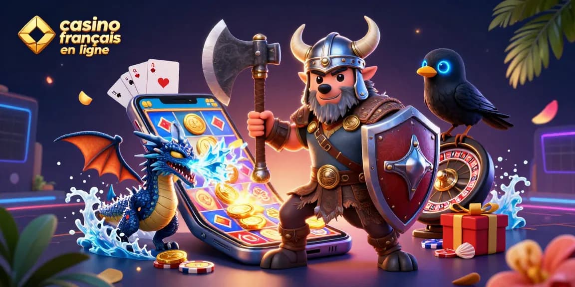 Jouez au casino français en ligne avec un impressionnant guerrier Viking, dragon et éléments ludiques !
