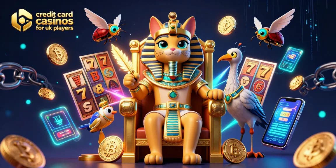 Spin to win at credit card casinos for UK players with exciting slot reels and vibrant characters!