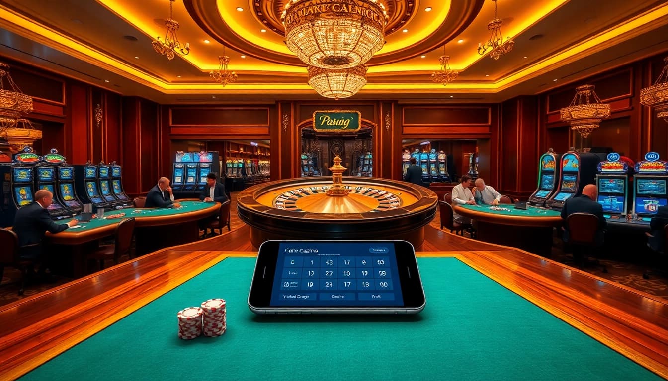 Gameplay excitant dans un casino en ligne fiable avec des machines à sous vibrantes et des tables de poker.