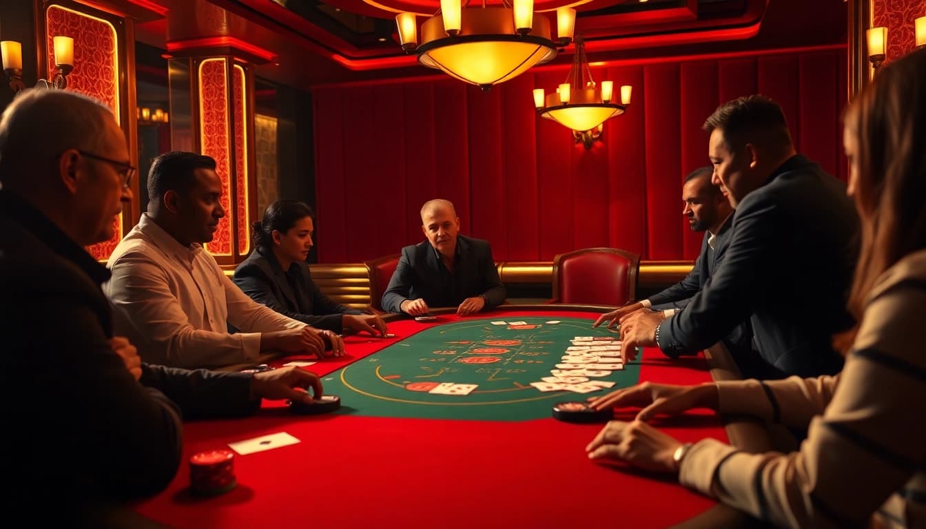 Pakde4d, momen seru permainan poker di kasino dengan pemain penuh semangat.
