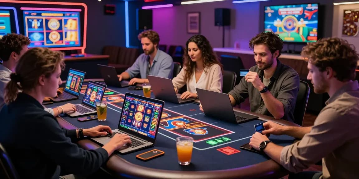 Players enjoying engaging games at a credit card casino on scoarch.org.uk, showcasing vibrant gaming atmosphere.