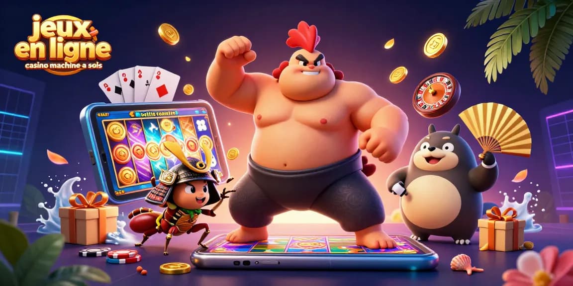 Découvrez les jeux en ligne casino machine à sous avec une illustration dynamique captivante.