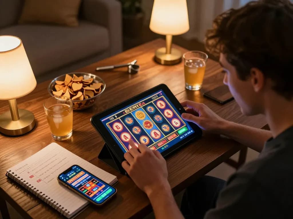 Experience thrilling moments in casino americani online as players enjoy engaging slot games on their tablets in cozy home settings.