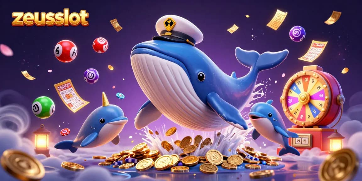 Experience thrilling wins at zeusslot with a vibrant 3D casino illustration showcasing playful characters and exciting elements.