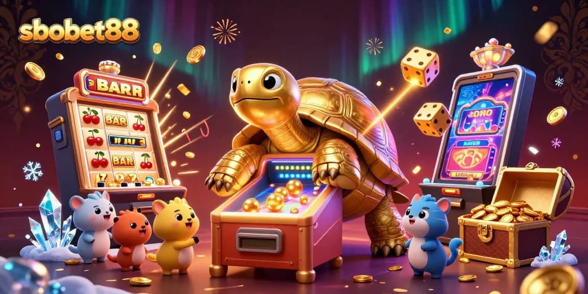 SboBet88 features a dazzling jackpot scene with lively characters engaging in exciting casino games.