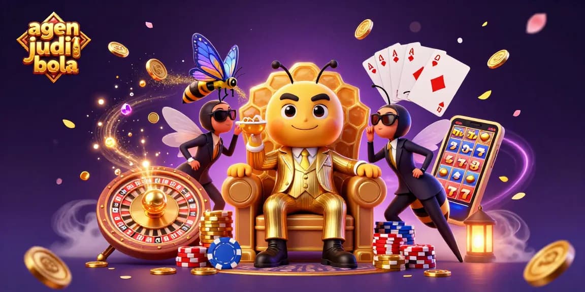 Experience thrilling action in agen judi bola with vibrant 3D illustration of gambling characters and dynamic casino elements.