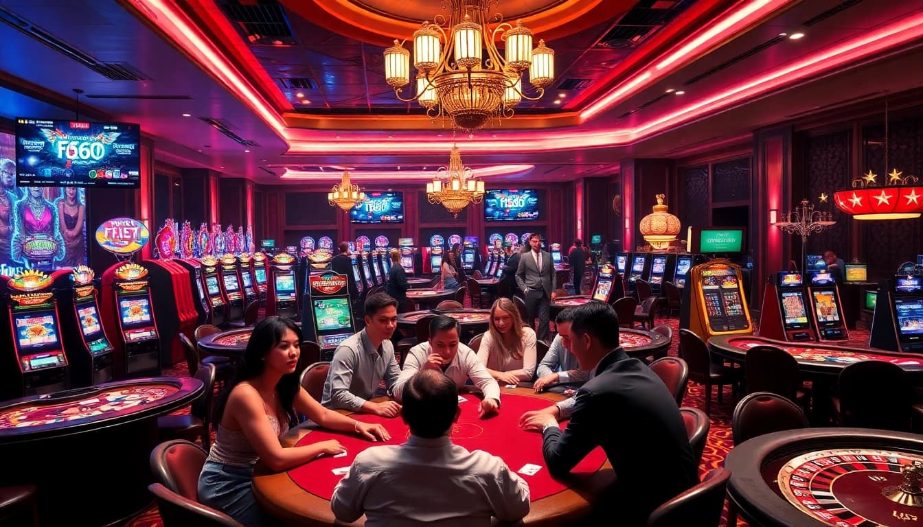 Engage with thrilling games and promotions at https://f168.group/ in this luxurious casino scene.