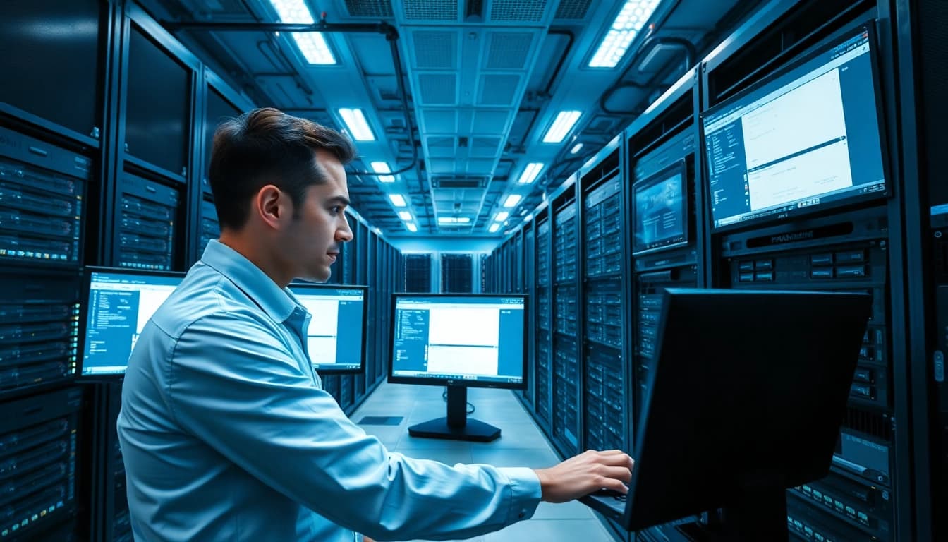 Proxmox Virtualization Experts configuring servers in a modern data center setup.