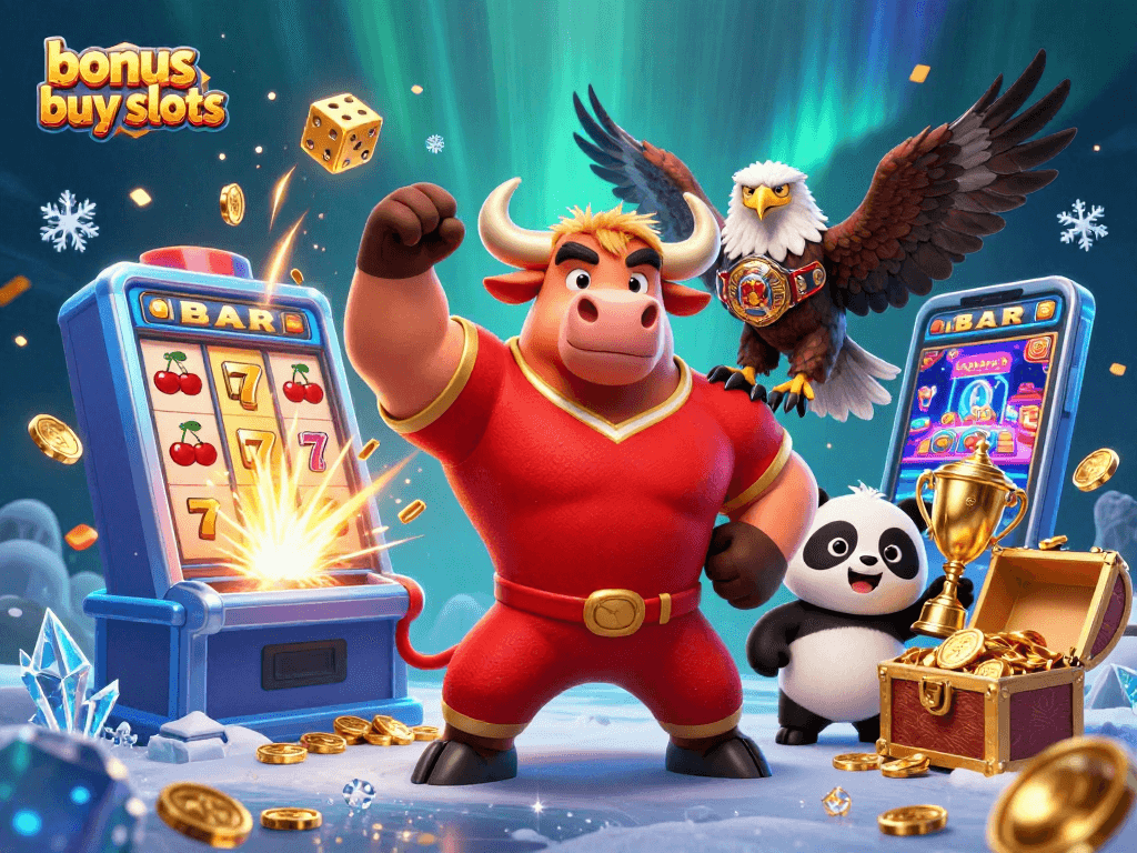 Experience thrilling bonus buy slots action with colorful characters and dynamic casino elements.