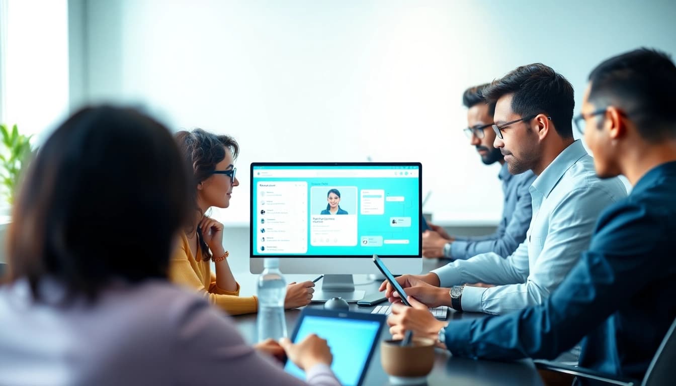 Showcasing an enterprise assistant platform enhancing productivity in a team setting.