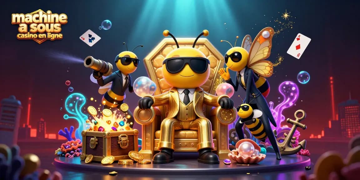 Jouer aux machines à sous casino en ligne avec un boss abeille et des gardes dans un royaume de miel rempli de trésors.