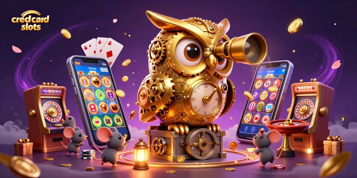 Engage in thrilling action with credit card slots in a vibrant casino scene featuring dynamic characters and games.