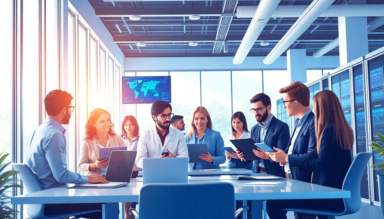 Enhance your business with managed IT services Lakeland by a dedicated team in a modern office setting.