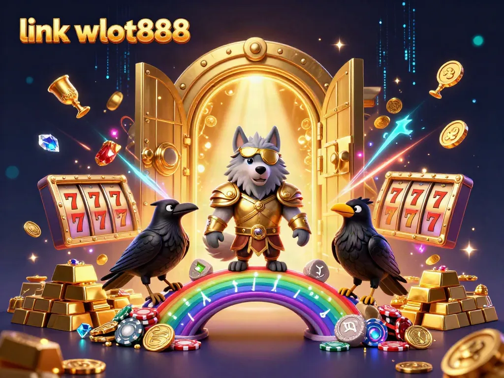 Menggulung slot dan jackpot menyenangkan dengan "link wslot888" di latar belakang kasino yang megah