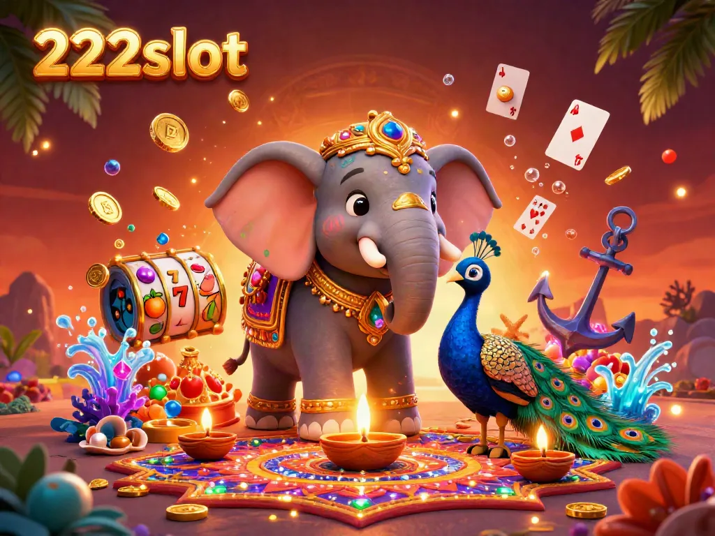Permainan slot di 222slot ditampilkan dengan gajah berornamen dan landak, melampaui pengalaman kasino.