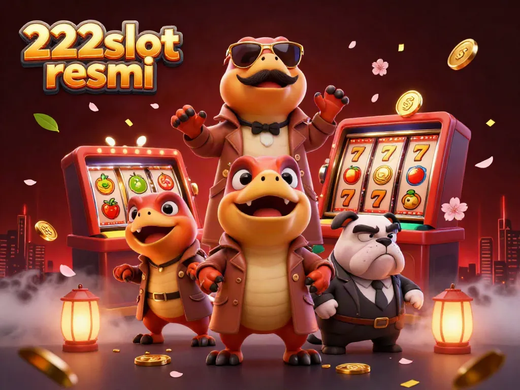 Raja slot dalam aksinya di 222slot resmi, menampilkan slot reel, simbol keberuntungan, dan suasana kasino yang meriah.