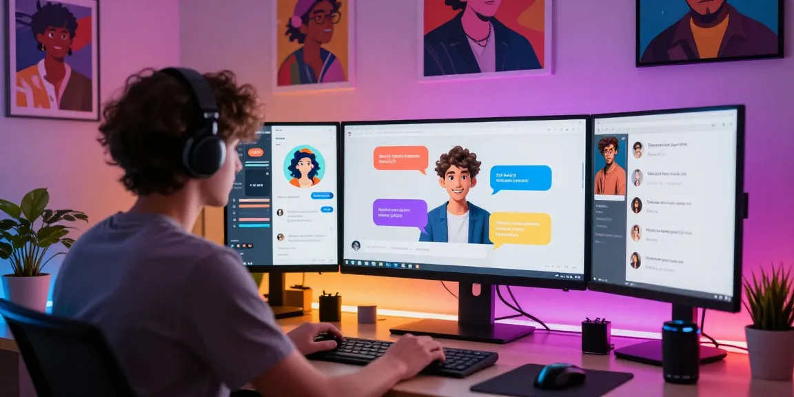 Engaging scene of AI chat nsfw interaction in a modern home office.