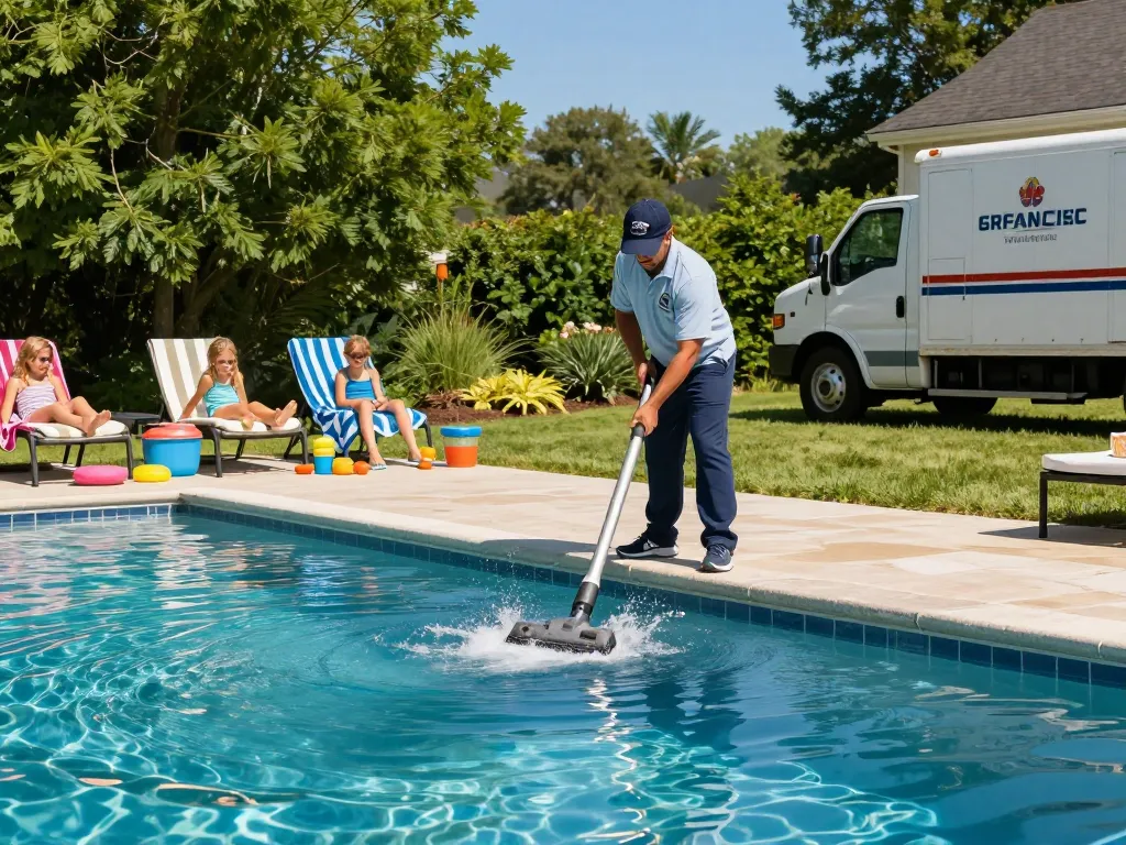 Dolphin Pool Services ensuring pristine pool maintenance in a Virginia backyard