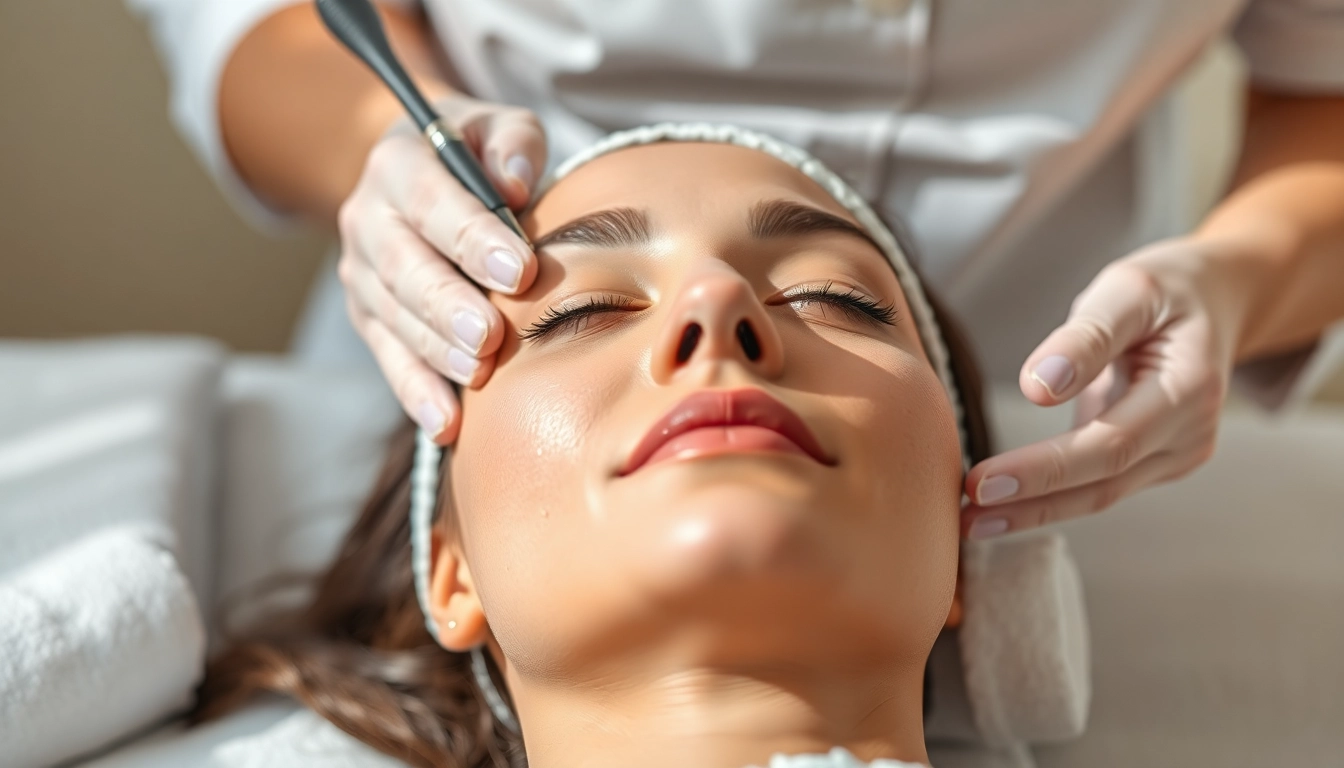Performing Anti-aging facial Queens NY on a client in a tranquil spa environment.