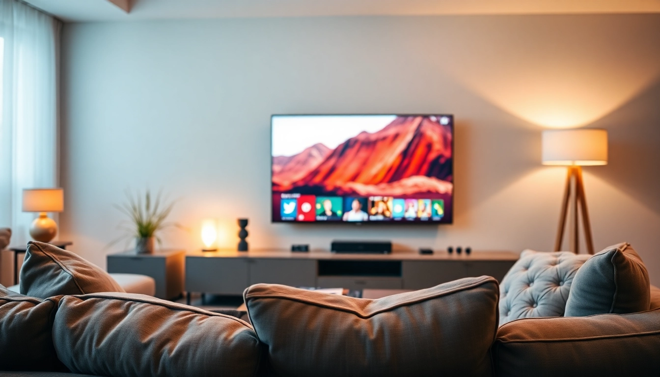 Enjoy vibrant Swiss IPTV content in a stylish modern living room setup.