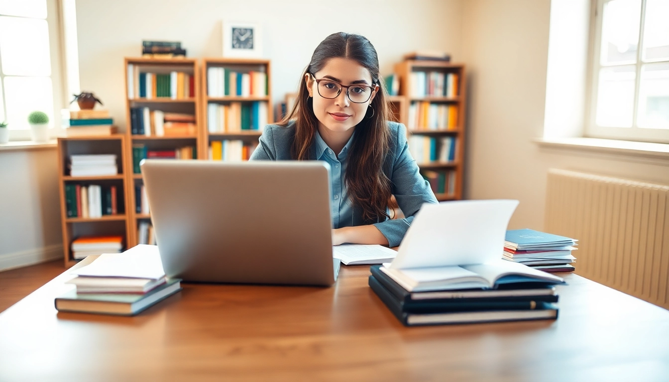 Pay someone to take TOEFL while a student studies focused at a desk.