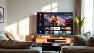 Explore the features of iron IPTV in a modern living room setting with sleek digital devices.