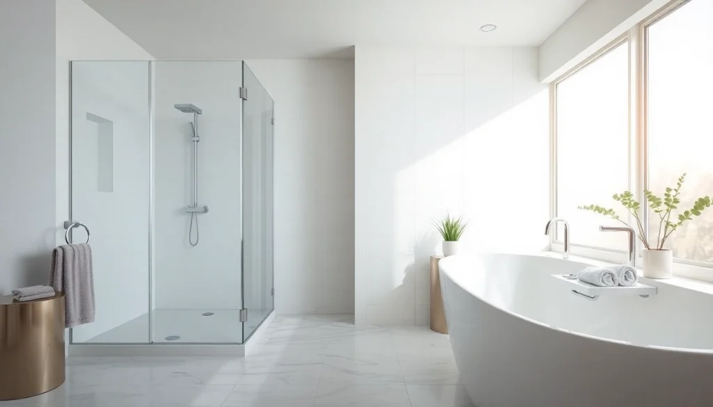 sonni sanitär GmbH präsentiert moderne Badezimmerlösungen mit stilvollen Duschwänden aus Glas.