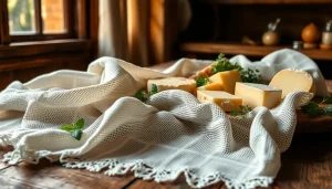 Kaasdoek met kaas en kruiden, die de textuur en kwaliteit benadrukt.