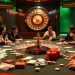 Players enjoying a vibrant casino atmosphere with cards and chips while using 상품권신용카드 for transactions.