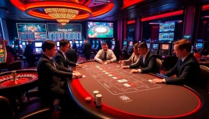Engage in thrilling online gaming experiences with the link to w88 at a vibrant casino setting.