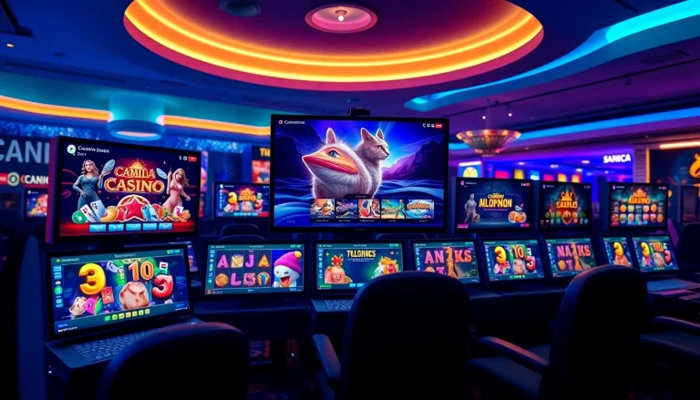 Engaging visual showcasing Canadian casinos online with vibrant gaming interfaces and ambient lighting.