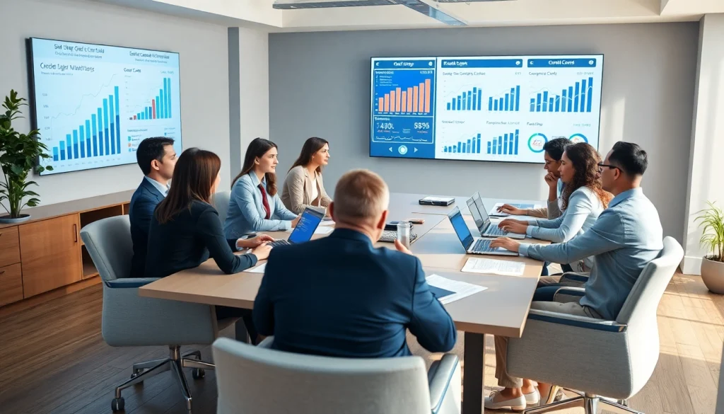 협업과 혁신에 초점을 둔 상품권신용카드 거래에 대해 논의하는 전문 비즈니스 미팅.