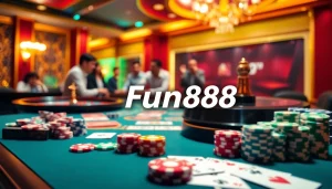 Engaging casino scene with Fun88 link highlighted on a virtual betting interface.