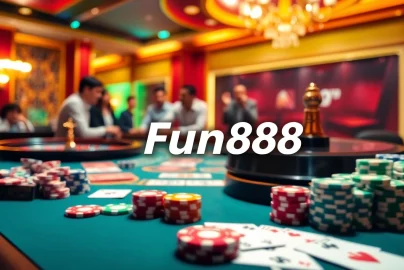 Engaging casino scene with Fun88 link highlighted on a virtual betting interface.