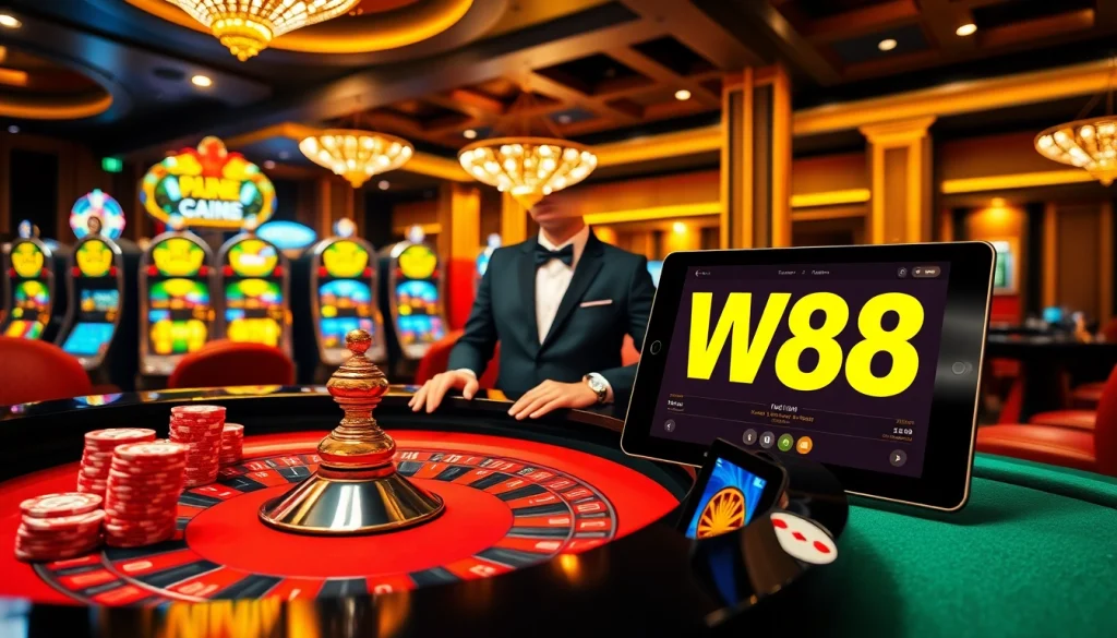 Experience the thrill of winning at W88 link with vibrant casino tables and engaging online gaming.