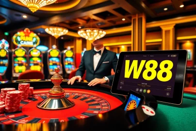 Experience the thrill of winning at W88 link with vibrant casino tables and engaging online gaming.