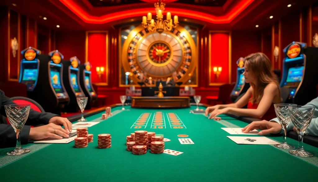 Engage in the thrilling ambiance of a luxury casino with rikvip uy tín poker games and vibrant slot machines.