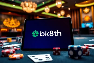 Experience the luxury of bk8th online casino with engaging games and vibrant poker chips.