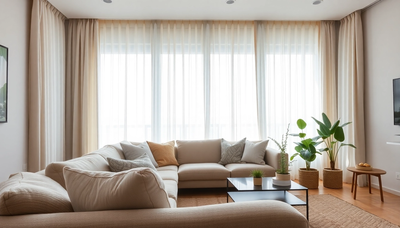 Verduisterende gordijnen die een gezellige woonkamer verfraaien met stijlvolle details.