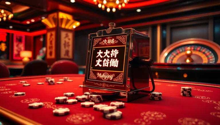 Pemain yang menikmati pengalaman slot demo Mahjong di meja kasino mewah.