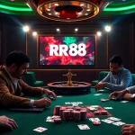 Engaging poker scene at nhà cái rr88 showcasing high stakes and thrilling gameplay.