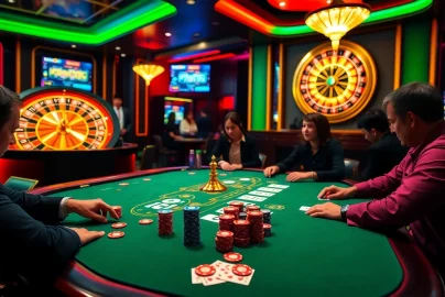 Experience an exciting winning moment at nk88 casino with vibrant poker chips and cards.