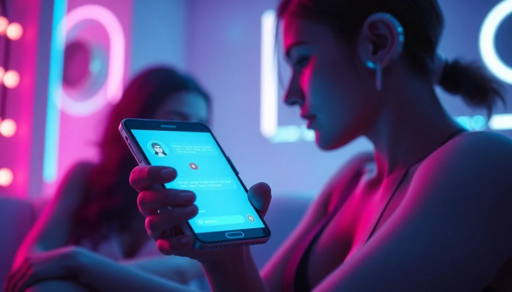 Engaging in NSFW AI chat with advanced digital interfaces in a futuristic environment.