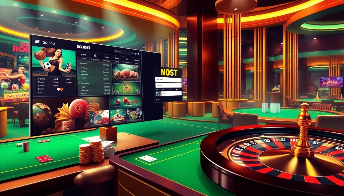 Engage in sbobet login while enjoying a vibrant casino atmosphere filled with cards and betting options.