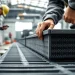 GRP Grating Supplier showcasing durable grating installation by a skilled technician with an industrial backdrop.