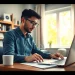 Explore part-time sales jobs from home with a professional in a sunny home office.