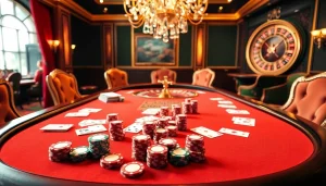 Experience the thrill of "trang chủ 98win" with vibrant casino gaming scenes showcasing poker and roulette.