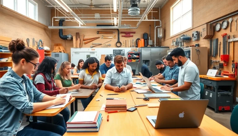 Engaged students at a Trade School knoxville Tn classroom collaborate on hands-on projects.