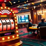 Players enjoying IDNSLOT gaming at an upscale casino slot machine.