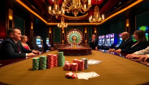 Experience the thrill of good 888 in a luxurious casino setting with poker, roulette, and vibrant slot machines.